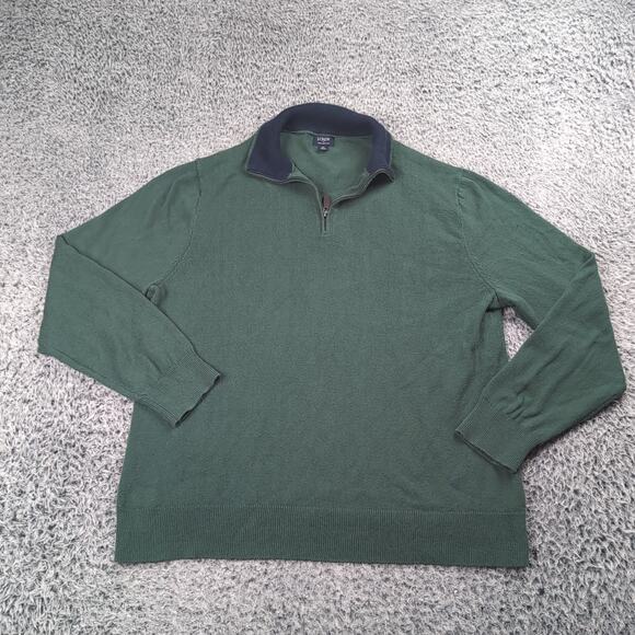J. Crew Other - J Crew Sweater Men Extra Large Green Quarter Zip Normcore Preppy Casual Cotton